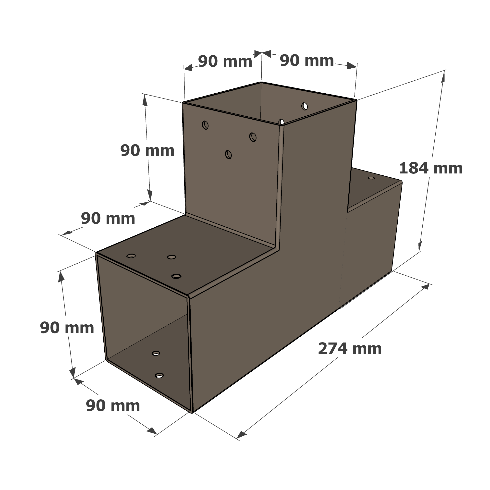 Dimensions du connecteur SUNDIY Beige sable - 90 mm, forme en T à 3 directions